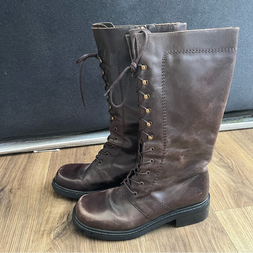 Eddie Bauer Women’s Tall Lace Up Leather Boots Brown Size 8.5